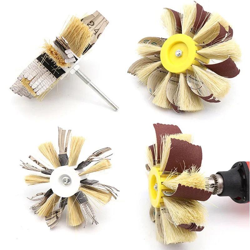 6mm Shaft Mounted Sisal Emery Cloth Bristle Grinding Buffing Brush Polishing Wheel For Primers Sanding Wood 120~400 grit | Инструменты