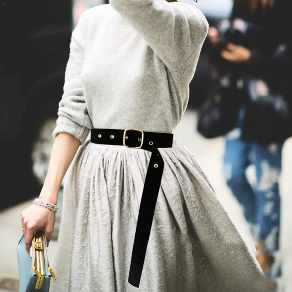 Мода ретро пояс сплав широкий костюм квадратная пряжка дамы поясная лента