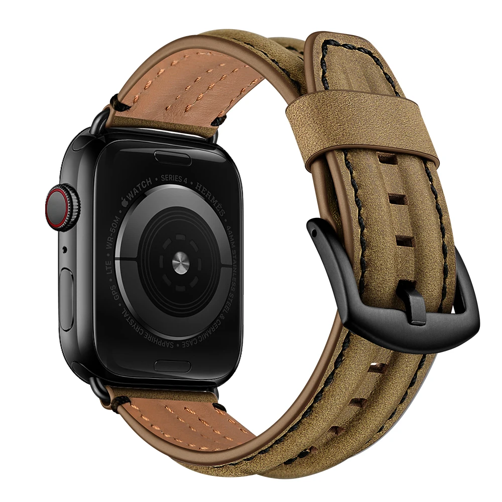 Ремешок из натуральной кожи для Apple Watch 5 Band 40 мм 44 роскошный сменный Браслет iWatch4 3 2