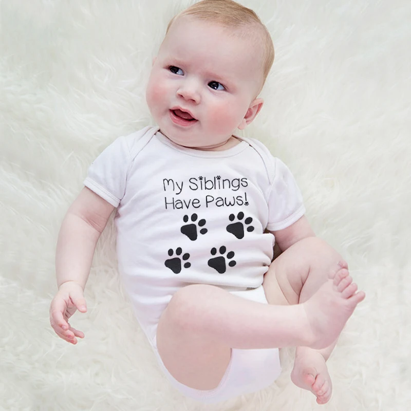 Белый боди комбинезоны для новорожденных мой братьев и сестер есть лапы с