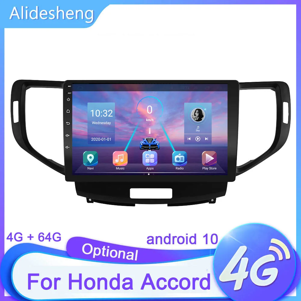 Для Honda Accord 2008 2013 Android 10 мультимедийный плеер навигация 4G + 64G 2 din DSP WIFI SIM