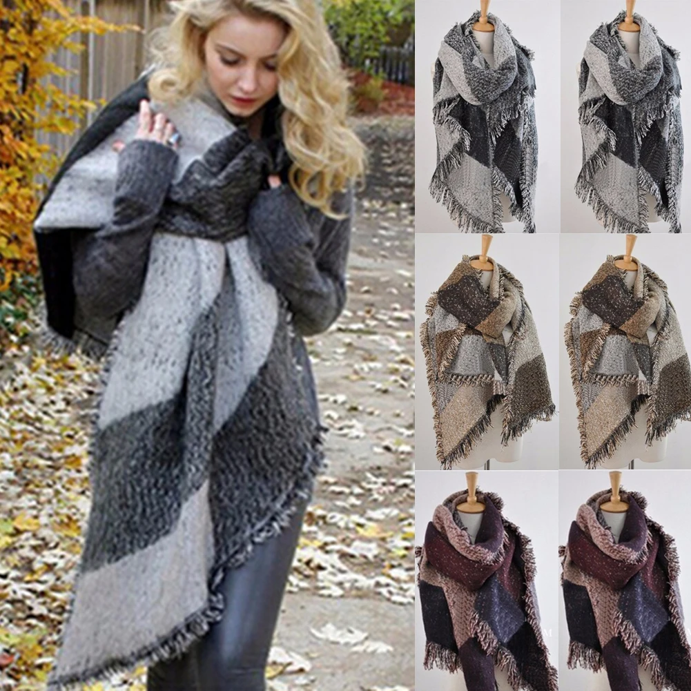 

Women Scarf Oversized Tartan Long Cashmere Blanket Comfortable Breathable Plaid Shawl Wraps Casual Daily Wear Autumn And Winter