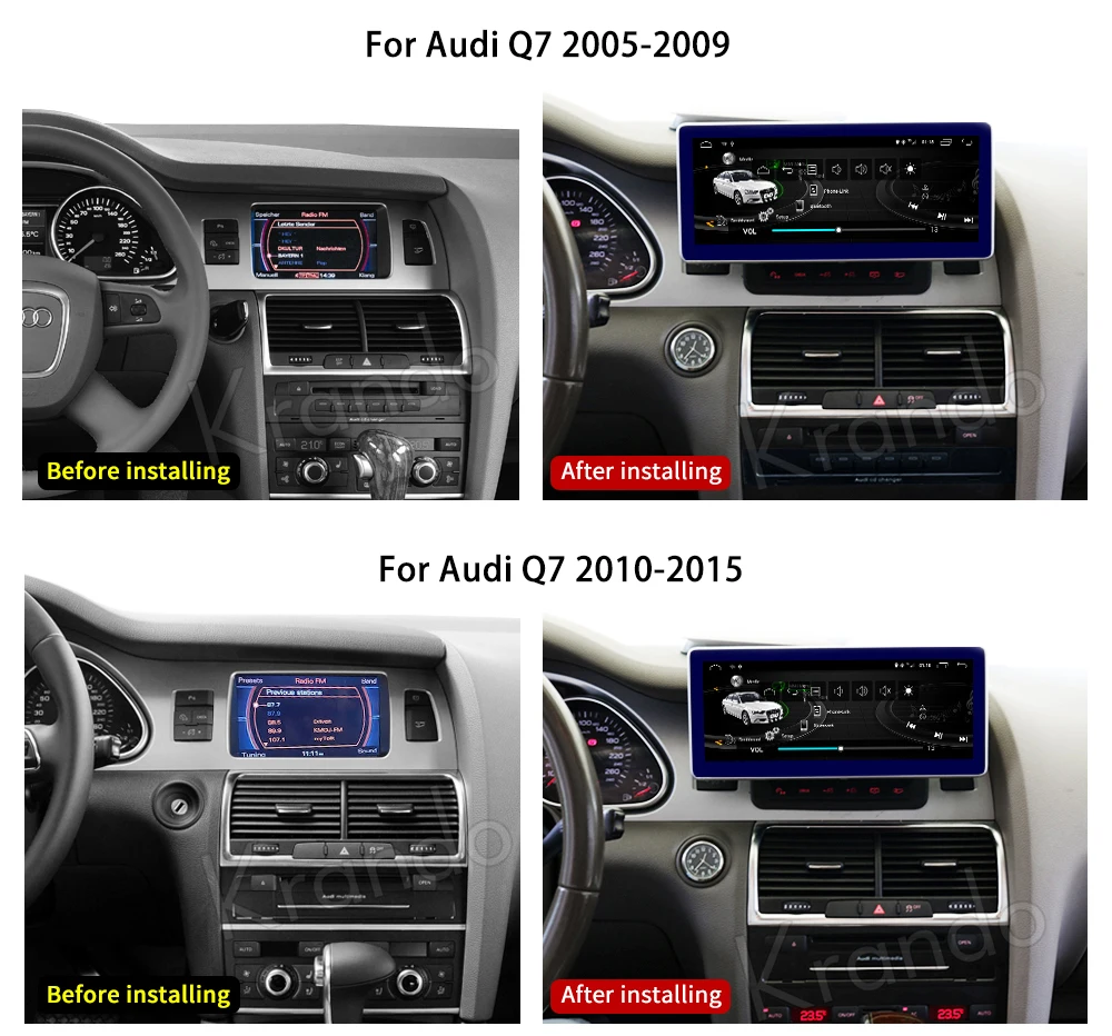 

Krando Android 10.0 10.25'' 8 Core 4+64G for Audi Q7 2010 2011 2012 2013-2015 car radio audio GPS navigation multimedia player