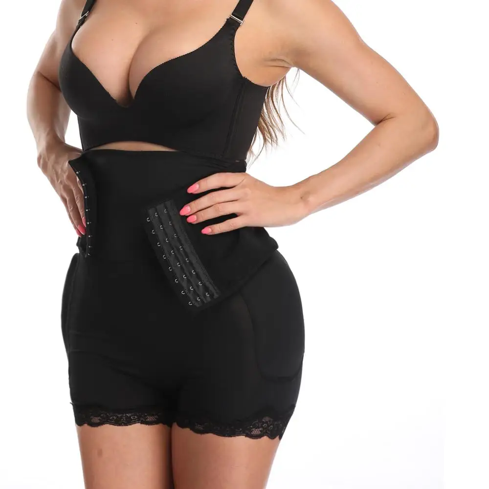 Sexy Lace Padded Body Shaper Shorts for Women Firm Control Butt Lifter High Waist Lady Panties Shapewear Plus Size