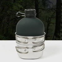 1l military canteen cup camping outdoor army flask water bottle set aluminum kettle wine pot flagon for camp picnic drinkware