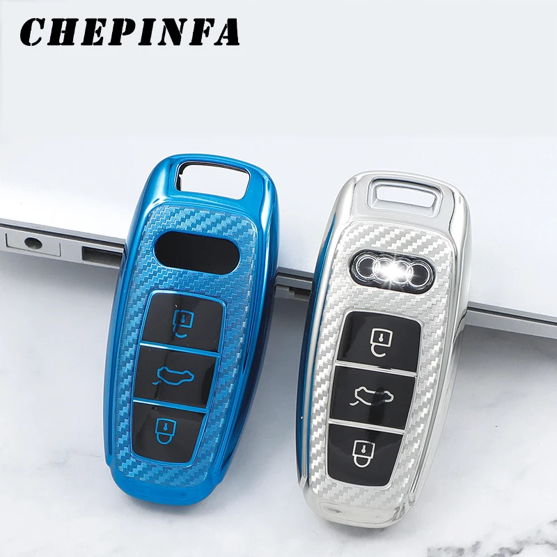 Чехол из углеродного волокна TPU для автомобильных ключей защитный чехол Audi A6 A6L A7