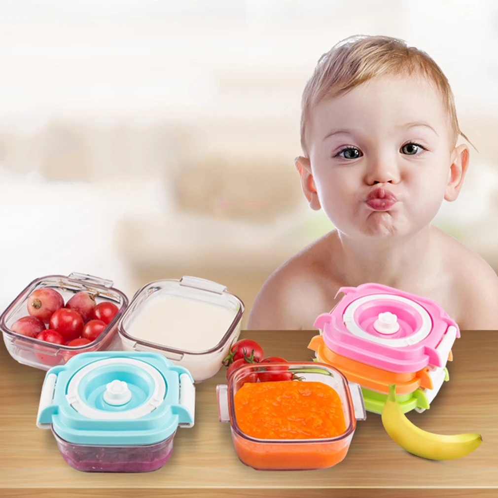 

baby food box snack box transparent freezer picture color baby vacuum tableware with lid fresh vacuum milk powder box