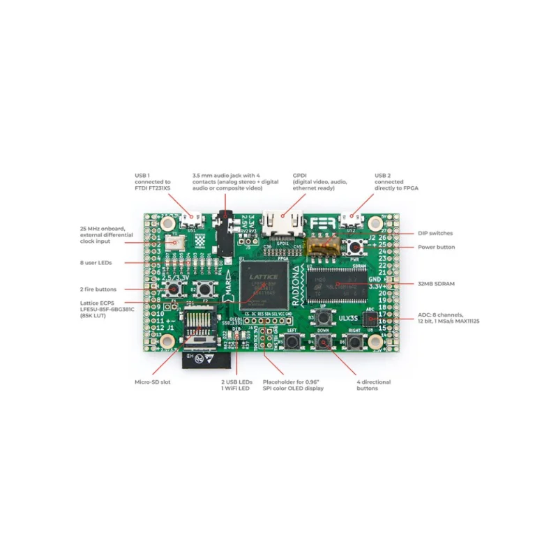 Мощная открытая аппаратная плата ULX3S A ECP5 FPGA | Компьютеры и офис