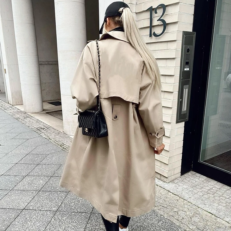 

New Vintage Women Stylish Trench Coats Nice New Ladies Oversize Cotton Windbreakers Casual Female Chic Outfits Girls Cool