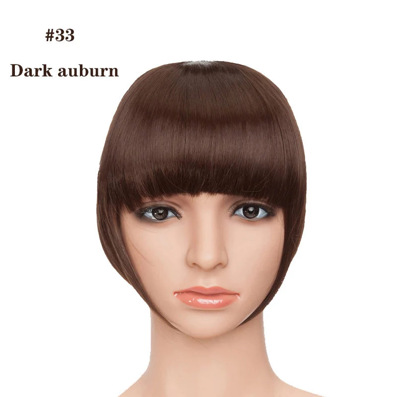 dark auburn S-noilite, 8 дюймов, синтетические волосы на заколках для наращивания, для женщин, спереди, затычки, бахрома, волосы, черный, коричневый, челка, 2 зажима, ins - Цвет: dark auburn