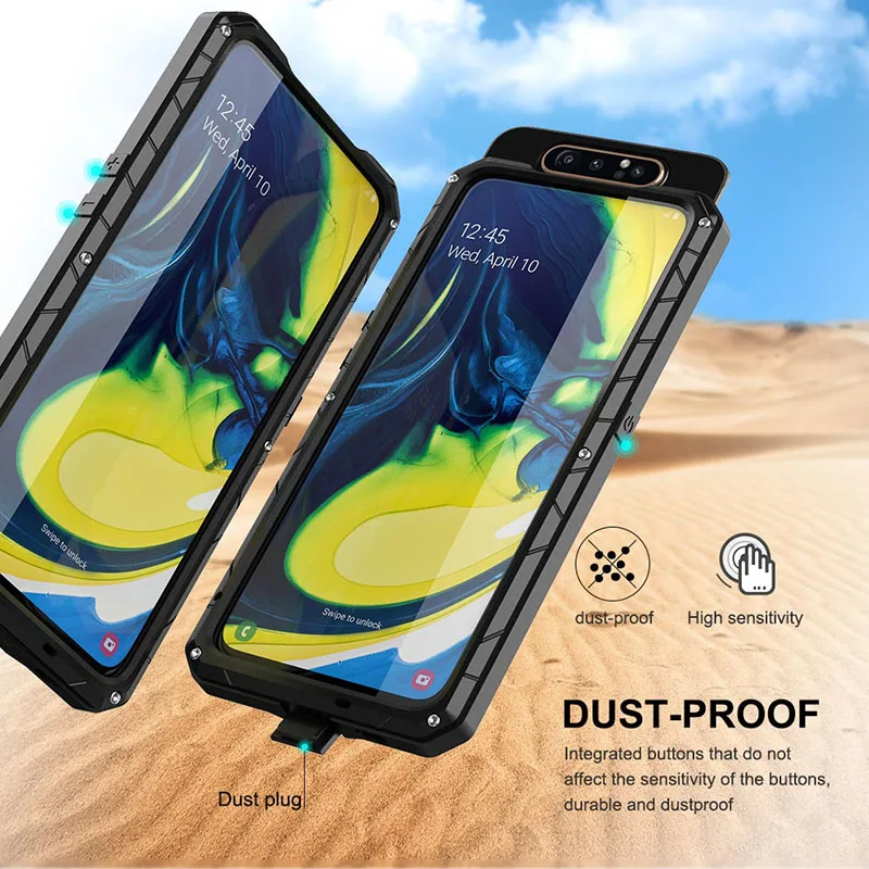Для samsung Galaxy A80 твердый корпус для телефона Алюминиевый металлический закаленное