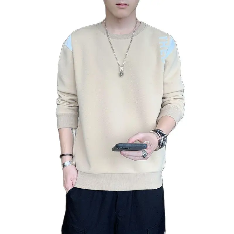 

Мужская футболка с длинным рукавом, Свободные корейские модные повседневные топы