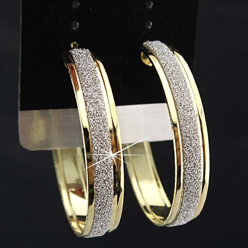 Gold Горячая Распродажа, модные, матовые, серебряные, с радужным принтом, женские большие серьги-кольца, вечерние ювелирные изделия, женские серьги в подарок - Окраска металла: Gold