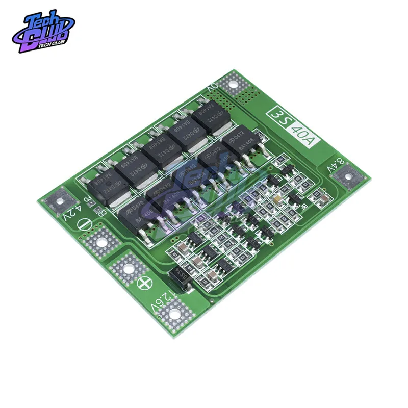 3S литий ионная литиевая батарея 18650 зарядное устройство BMS 10A 20A 25A 30A 40A PCB плата защиты для электродвигателя Lipo