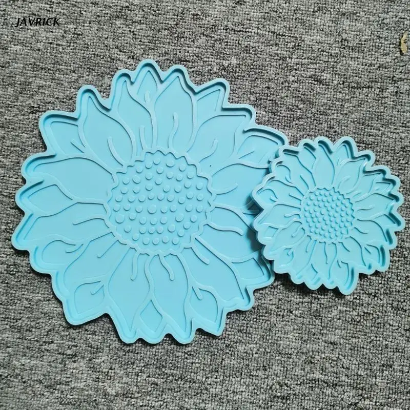

2 Pcs Sun Flower Tray Epoxy Resin Mold Serving Plate Casting Silicone Mould DIY Crafts Cup Mat Coaster Making Tool