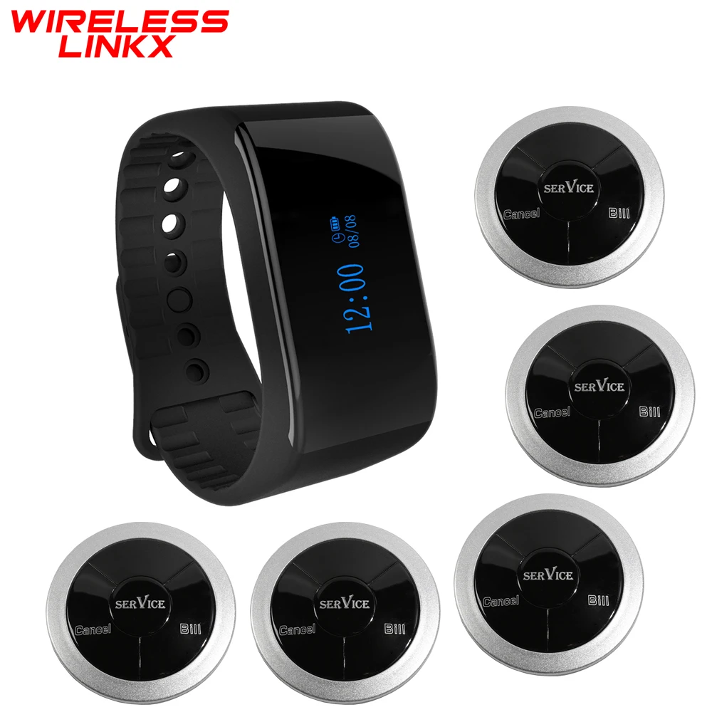 Restaurant Pager APE6900 Waterproof Breakproof Waiter Wristband Watch Pager Calling System For Plant Hospital Bar Cafe