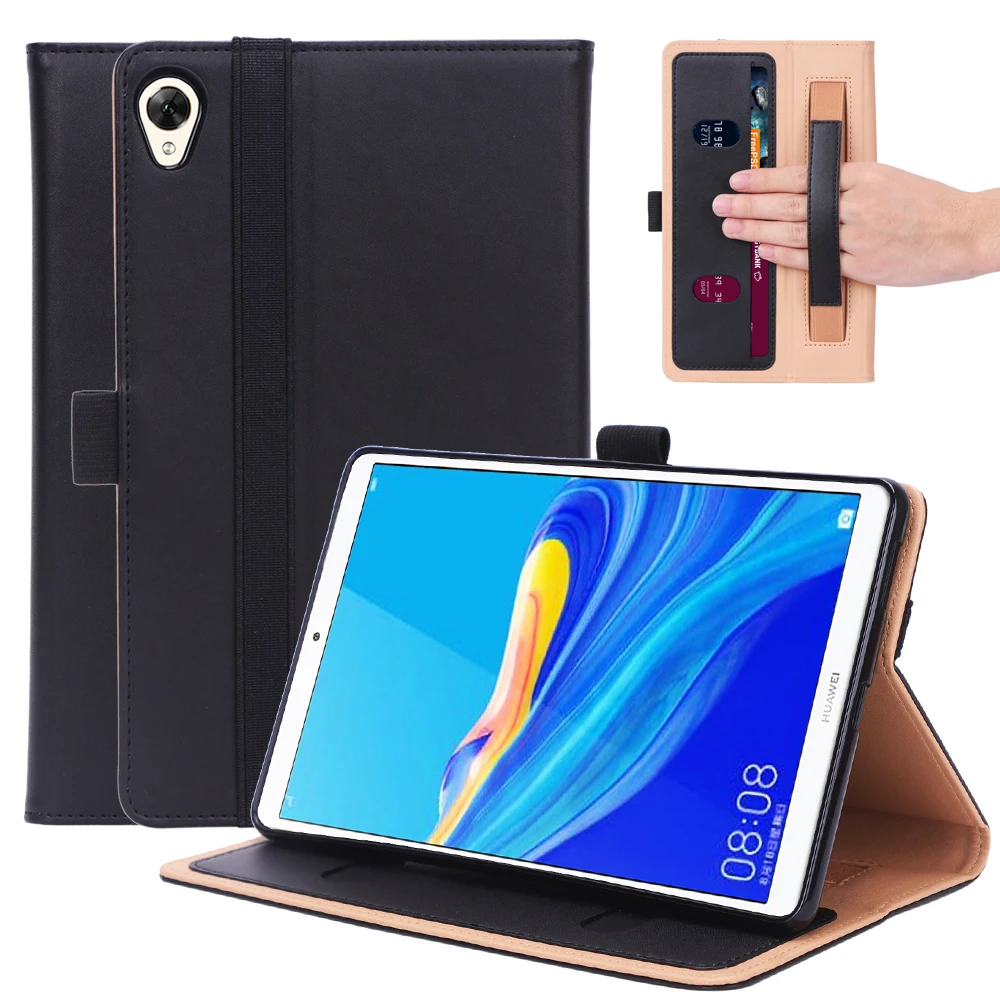 Cowhide Leather Skin Case Funda Capa Flip Stand Coque Magnet Smart Cover For Huawei Mediapad M6 8.4 2019 VRD-W09/AL09 +Film +Pen |