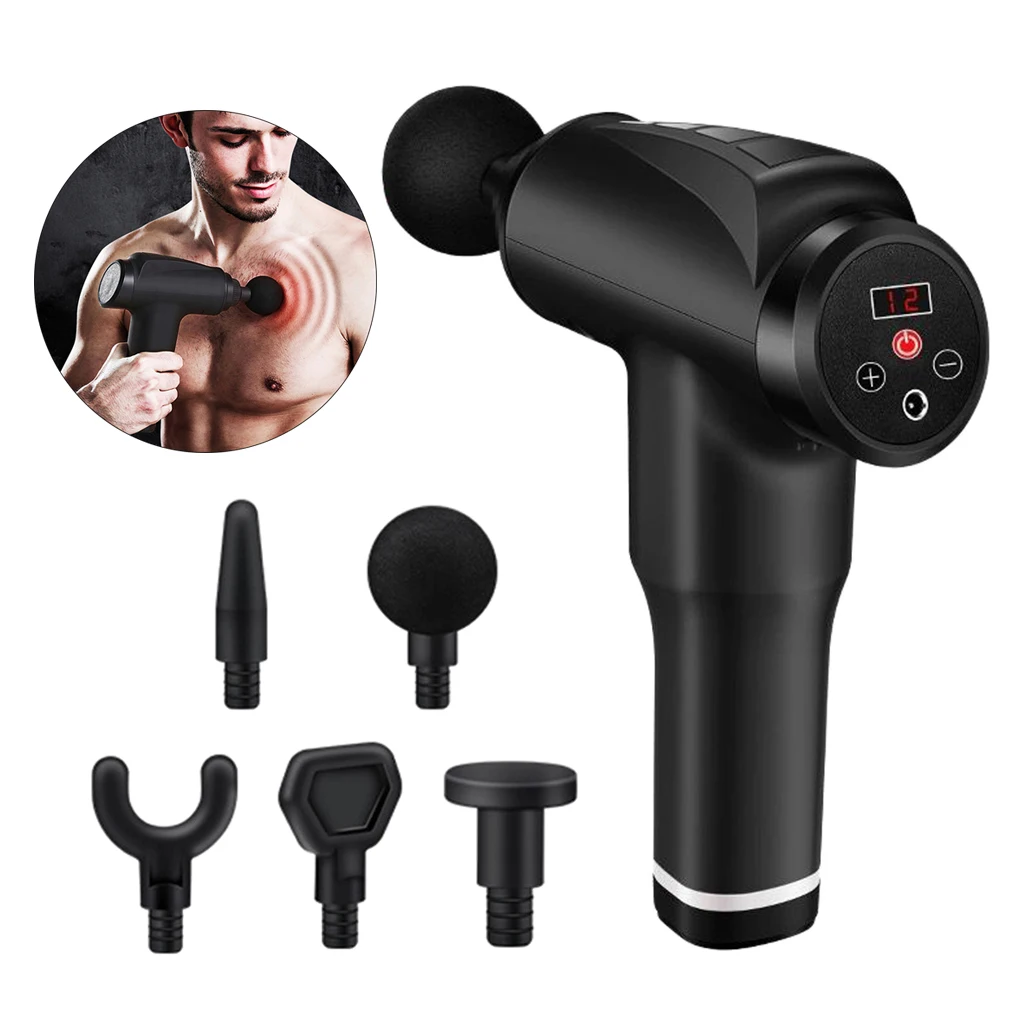 

Ручной беспроводной массажный пистолет с ЖК-дисплеем, перкуссионный Массажер для глубоких тканей, для расслабления мышц тела, 12 передач, 5 г...