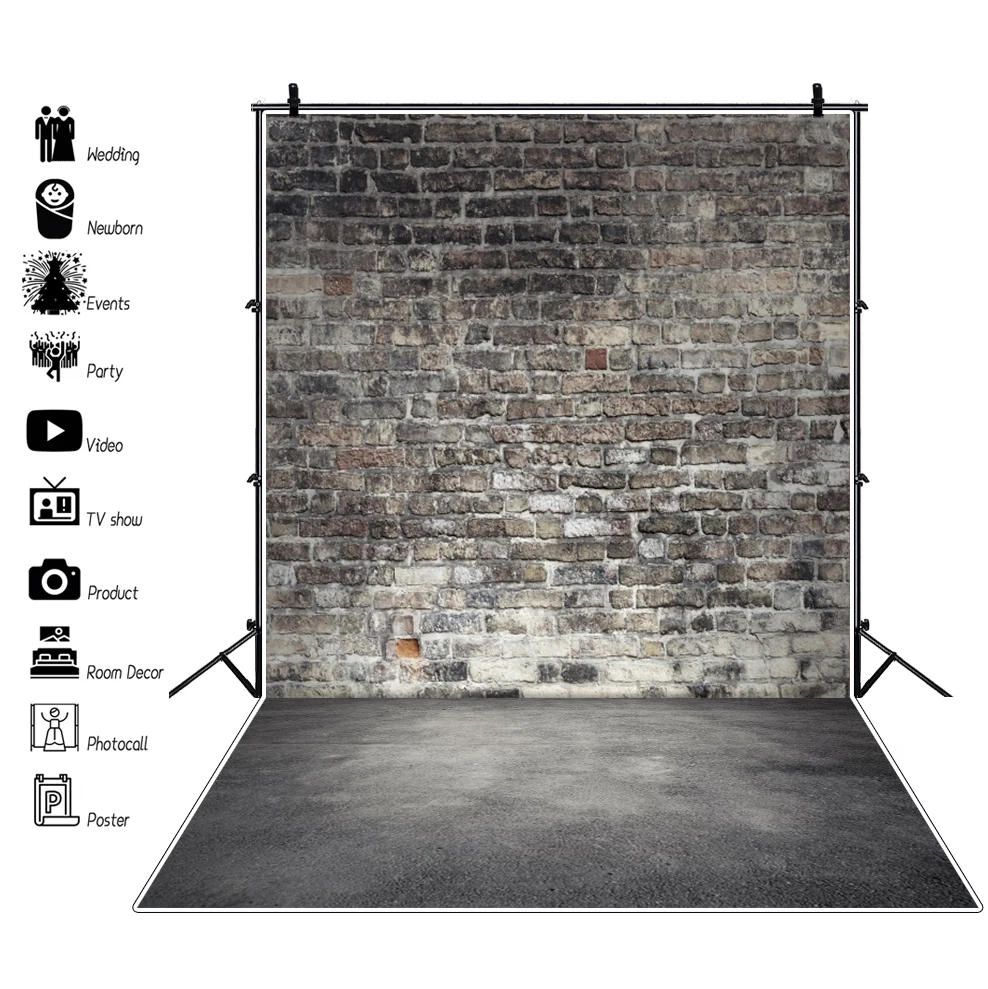 

Yeele Vinyl Brick Wall Grunge Cement Floor Baby Cake Smash Birthday Party Photo Background Photography Backdrop For Photo Studio
