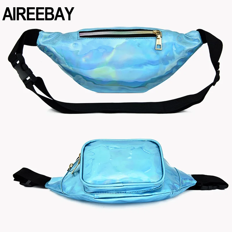 Поясная голографическая сумка AIREEBAY для женщин забавная Серебристая Женская