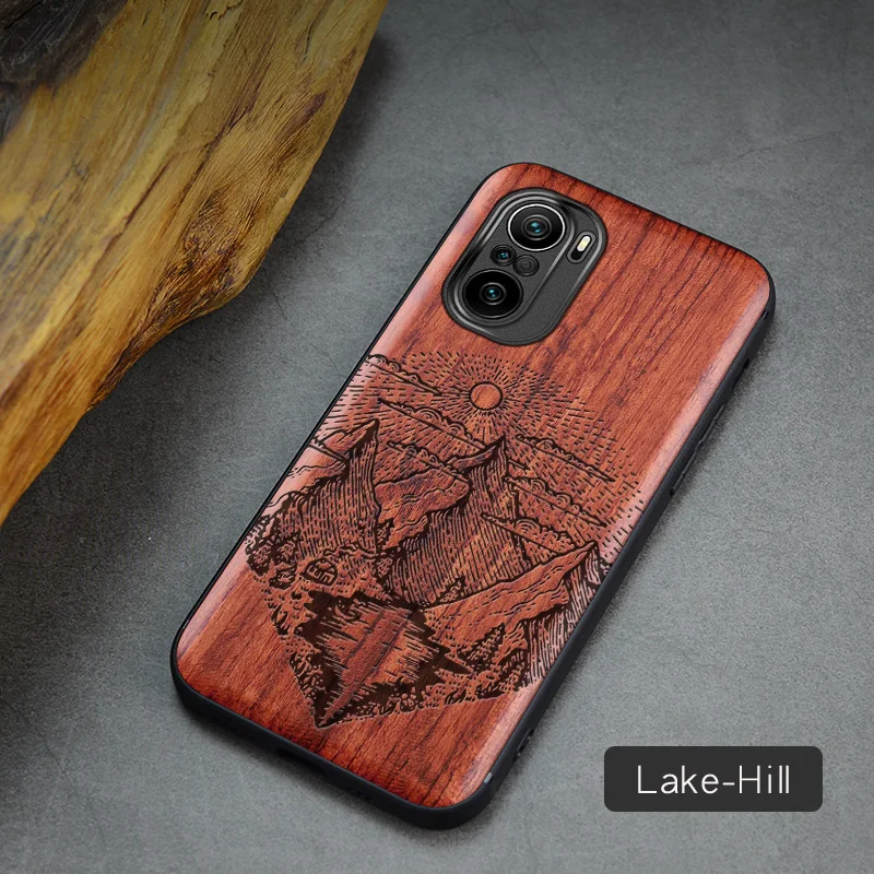 

Elewood Wooden Case For Mi POCO F3 Xiaomi Redmi K40 Pro Real Wood Cover Original Luxury Carved Shell Thin Accessories Phone Hull