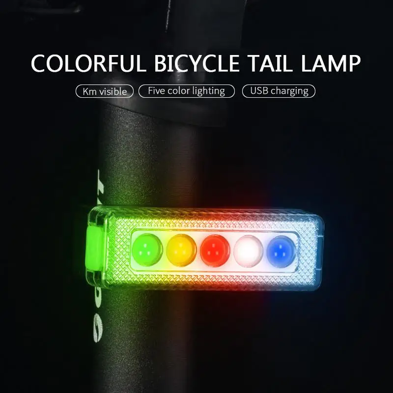 

New Bicycle Warning Taillights USB Charging Colorful Bright Creative Taillights Night Riding Road Bike Outdoor Cycling Equipment