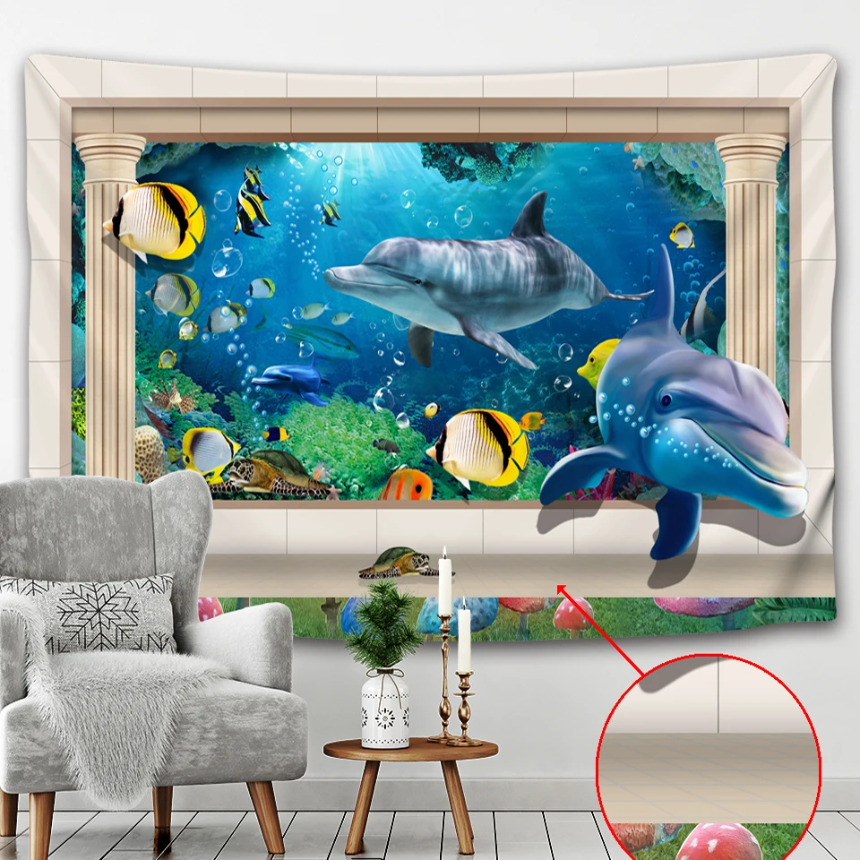 Дельфин рыба клоун подводный мир красивый фотоковер настенная ткань украшение
