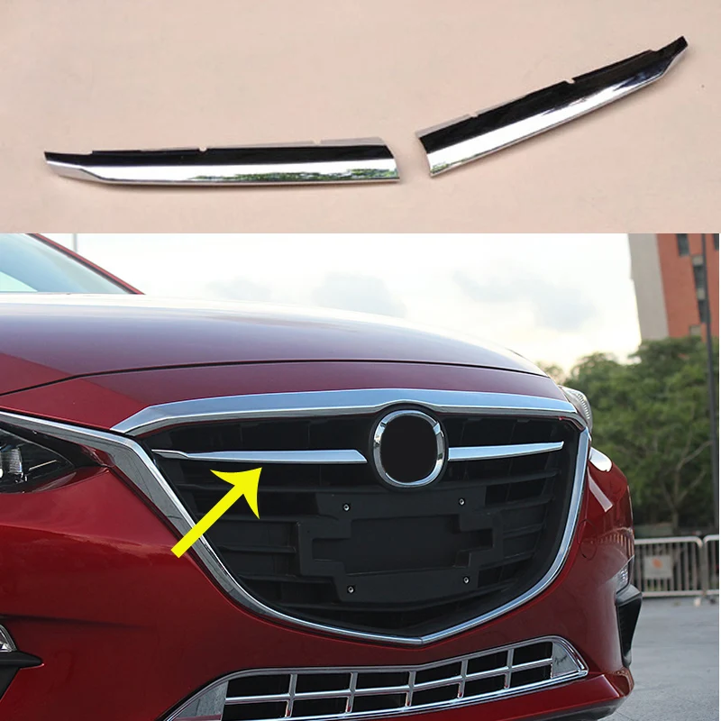 Глянцевая Хромированная передняя решетка для гриля 2 шт. отделка Mazda 3 2014 2015 2016 BM