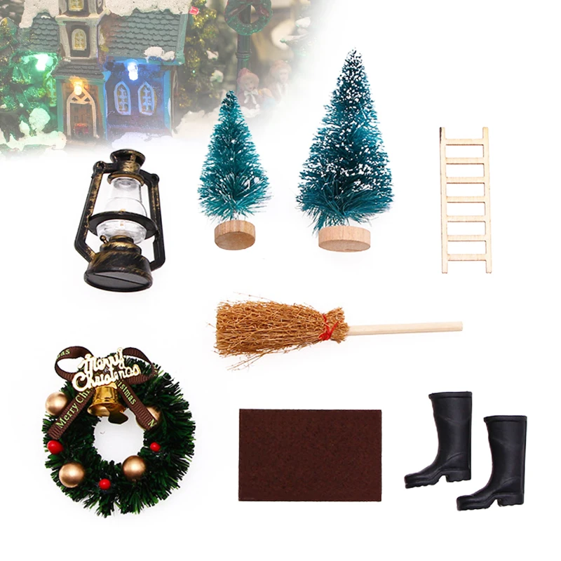 

Mini House Ornament Miniature Christmas Scene Furnishings Personalized Props Decoration for Home Garden AC889