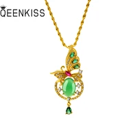 qeenkiss pt594 fine jewelry wholesale fashion woman birthday wedding gift butterfly aaazircon 24kt gold pendant charm no chain