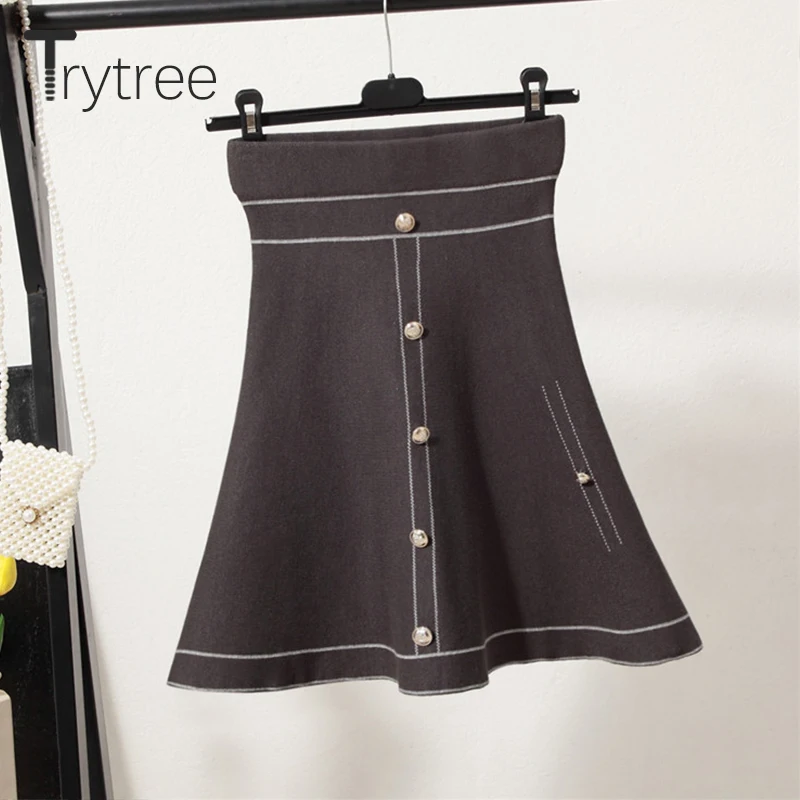 Осень-зима 2020 женская повседневная юбка Trytree с высокой талией однотонная Модная