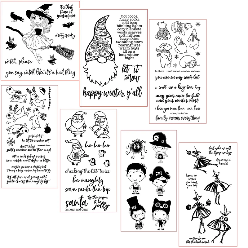 Рождество Зима Санта Хэллоуин медведь прозрачные штампы для сделай сам