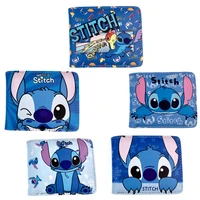 disney cute cartoon stitch short wallet anime blue long ears stitch interstellar baby pu wallet girl birthday gift coin purse