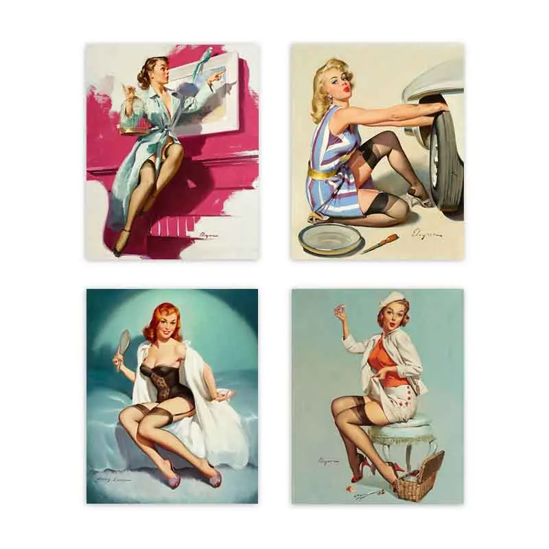 

Vintage Vogue Woman Wall Art Poster Fashion Sexy Beauty Girls Canvas Painting Print Pictures Modern Living Room Home Decor