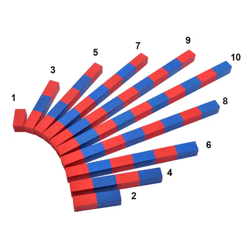 Монтессори Деревянные игрушки красный синий номер бар семья школа учебные