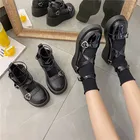 Туфли женские на платформе и низком каблуке, большие кукольные туфли в стиле Харадзюку, Лолита, Готическая Винтажная обувь в стиле ретро, черные