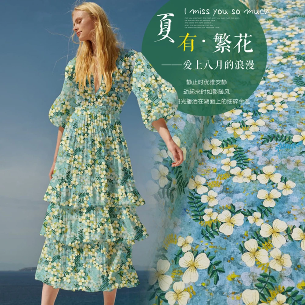 

Шелковый стрейчевый креп с принтом, ширина 140 см