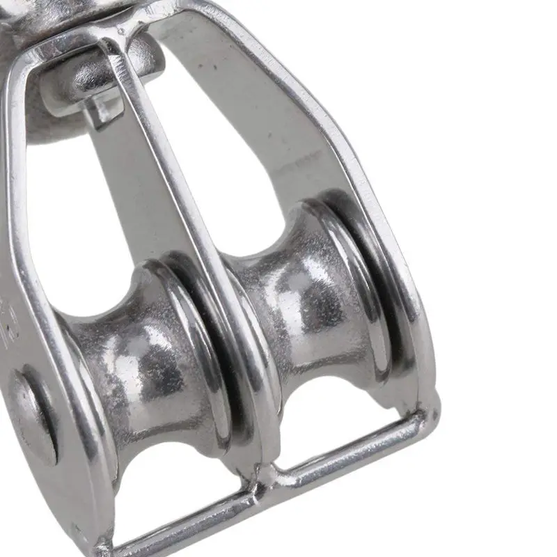 

304 Stainless Steel M15 Double Pulley Block for Wire Rope Chain Traction Wheel Set of 5