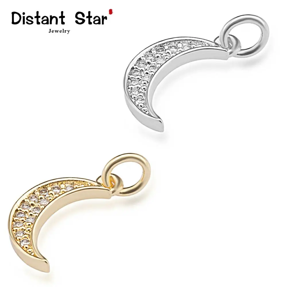 Высококачественная медная подвеска в виде Золотой Луны с микрозакрепкой из