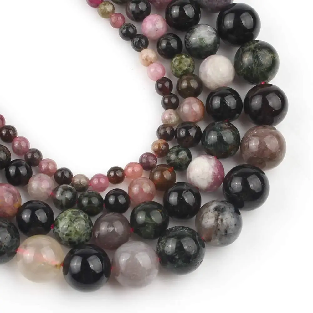 Круглые Бусины Из Натурального турмалинового камня АА свободные нити размер 4 10