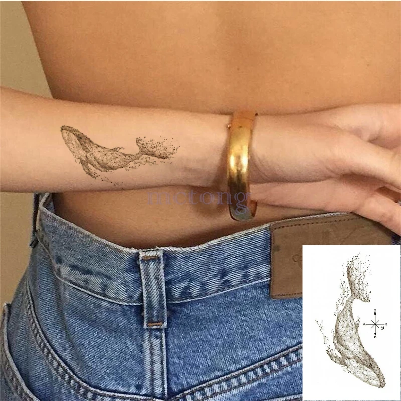 Водонепроницаемый Временные татуировки Стикеры s с изображением рыбок: Акула