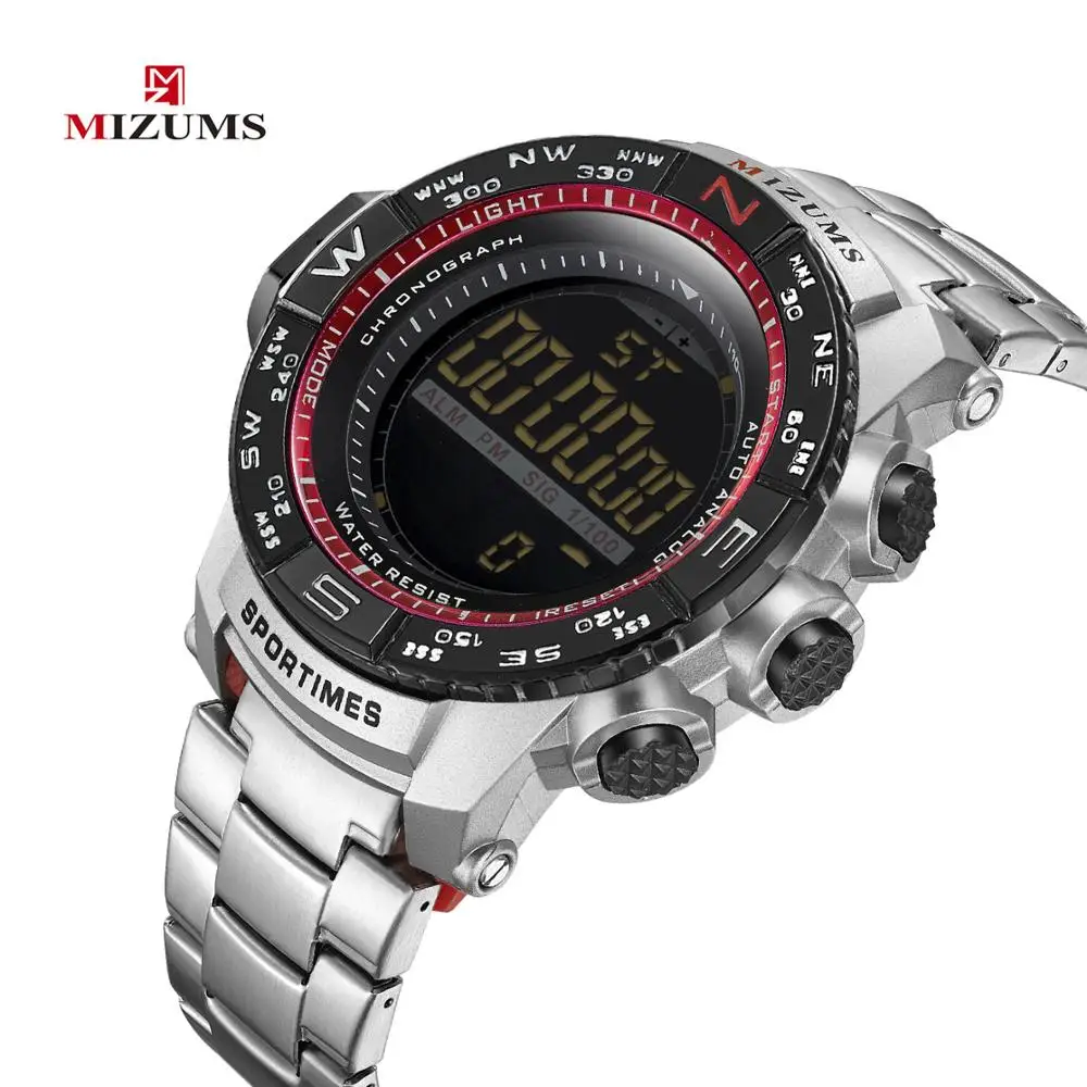 MIZUMS, военные спортивные водонепроницаемые мужские часы, Relogio Masculino, Лидирующий бренд, роскошные часы, электронные, светодиодный, цифровые часы с хронографом
