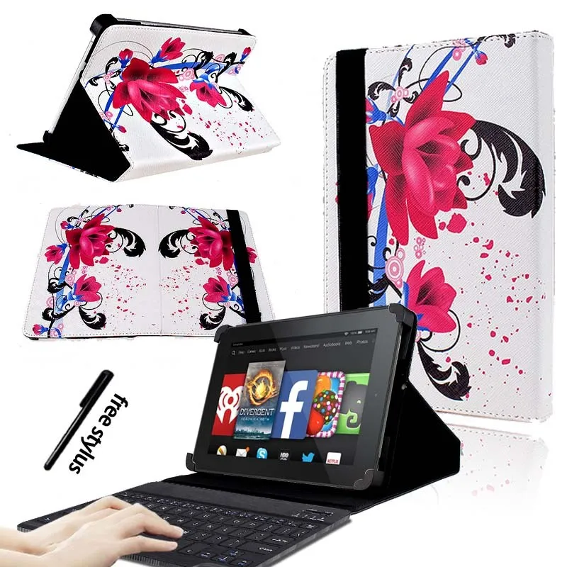 KK&LL для Amazon Fire HD 8(6th/7th/8th Gen, выпуск)-кожаный чехол-книжка для планшета+ bluetooth-клавиатура