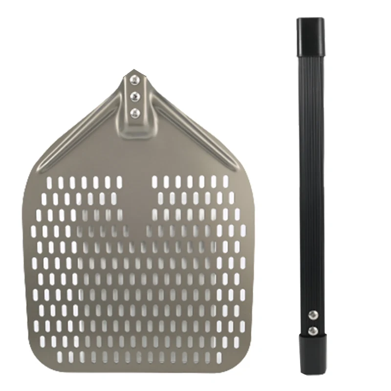 

Perforated Pizza Shovel with Alloy Handle Aluminum Alloy Professional Pizza Paddle Practical Kitchen Tool FEA889