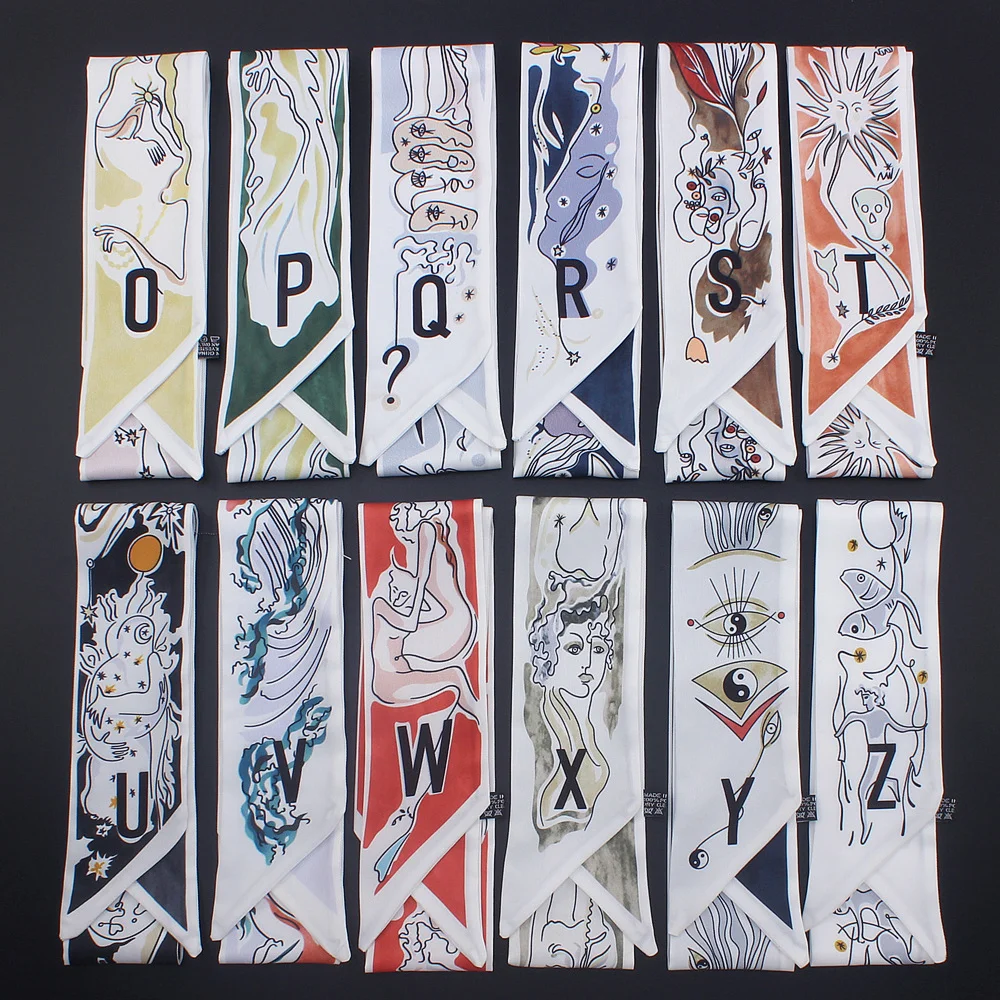 

Шелковый шарф Tarot с саржевым переплетением, атласный шарф для волос, двухслойная сумка с лентами, летняя модная повязка на голову, длинные то...