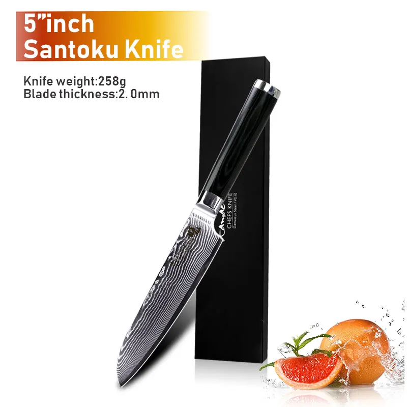 5INCH with gift box Дамаск ножи Chef Ножи японский Кухня Ножи Дамаск VG10 67 Слои Нержавеющая сталь Ножи Ультра Sharp Микарта ручки - Цвет: 5INCH with gift box