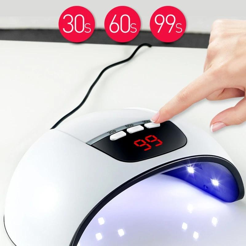 

54W Nail Lamp UV Dryer LED Gel Nails Manicure 30s 60s 99s Timer Settings Curing Light C1FF