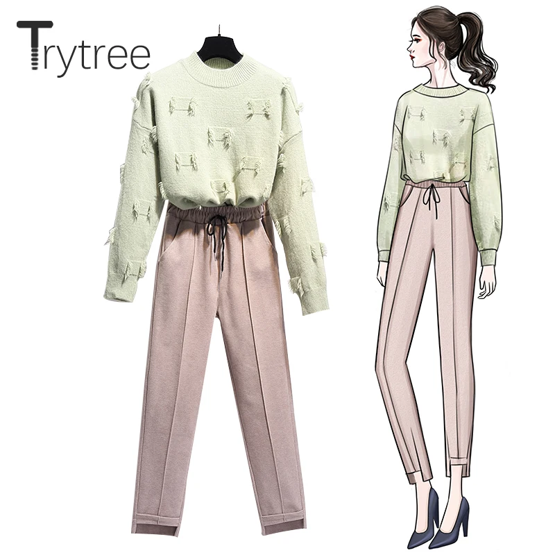 Trytree 2019 осенне зимний комплект из двух предметов повседневный однотонный