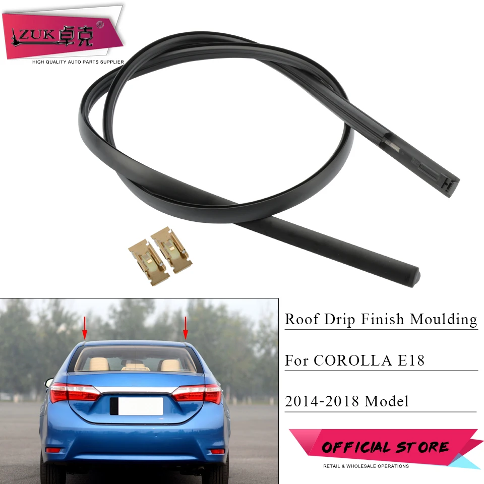 ZUK Car Roof Drip Finish Moulding Rubber Seal Strips For TOYOTA COROLLA E18 Sedan 2014 2015 2016 2017 2018 With Free Clips