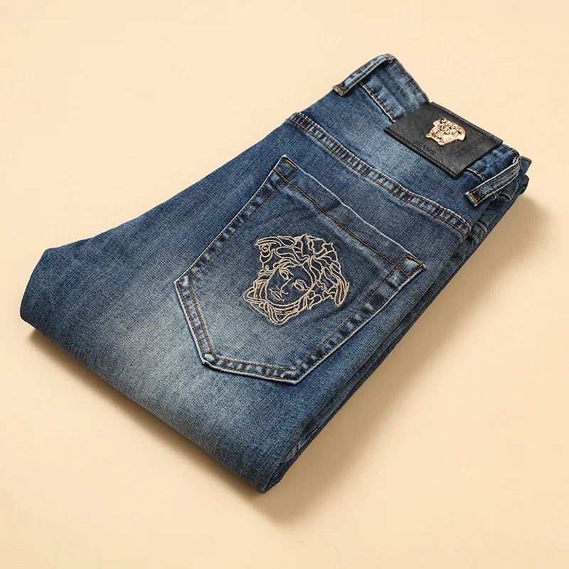 

Summer jeans slim Leggings loose straight brand thin pants men's Korean fashion casual